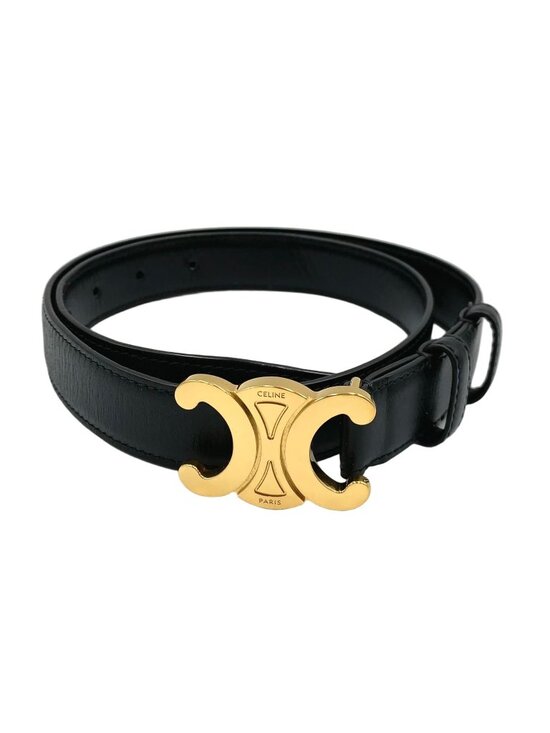 Celine Triomphe Leather Black Belt Gold main image 10
